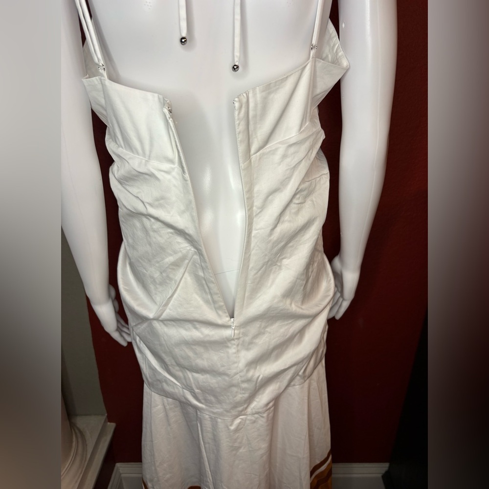 NWT VERONICA BEARD- Fitz White Golden Sand Halter Dress. Size 12 - Picture 8 of 13